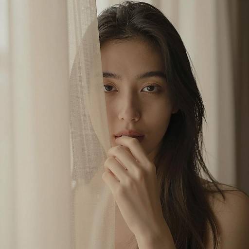 Mystical Portrait Behind Sheer Curtains