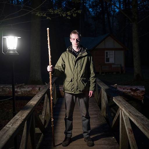 Mystical Night Scene on a Bridge
