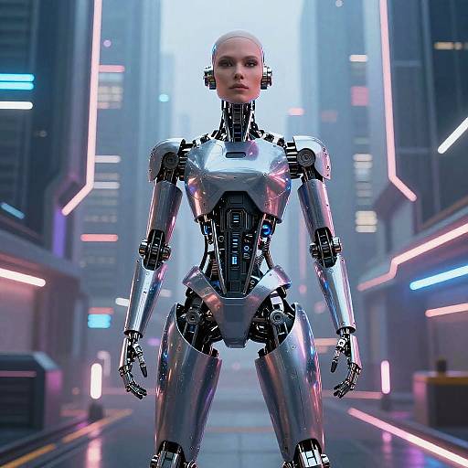 Confident Transgender Cyberpunk Robot