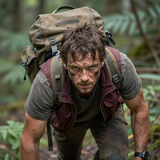 Rugged Explorer in Wild Jungle Terrain