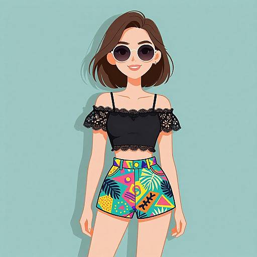 Smiling Woman in Vibrant Summer Outfit