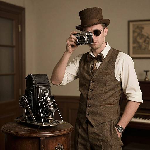 Steampunk Man with Vintage Camera