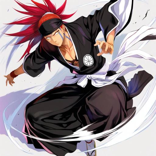 Illustration of Abarai renji, bleach in the style of Mikazuki akira!