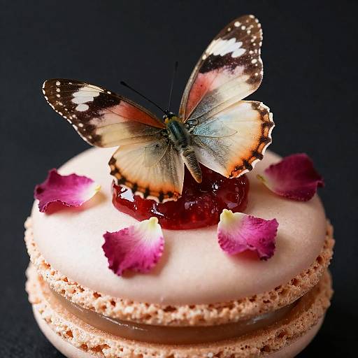 Photorealistic Macaron with Rose Petals