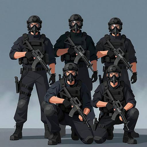 Tactical Team in Blue Smoke Setting