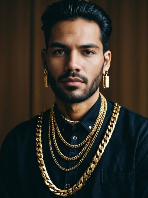 Cinematic Fashion: Man in Gold Jewelry