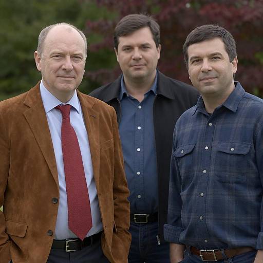 Three Men Among Autumn Trees
