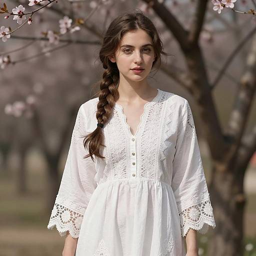 Bohemian Woman in Chikankari Dress