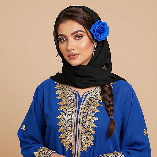 Elegant Woman in Embroidered Dress