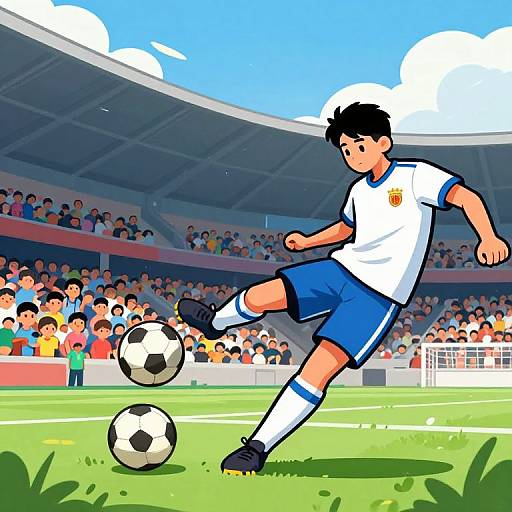Comic-Style Soccer Free Kick Illustration