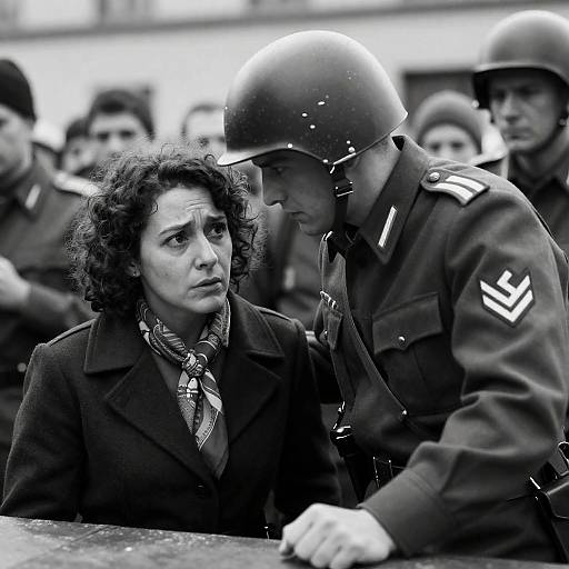 Intense Encounter: Soldier and Woman