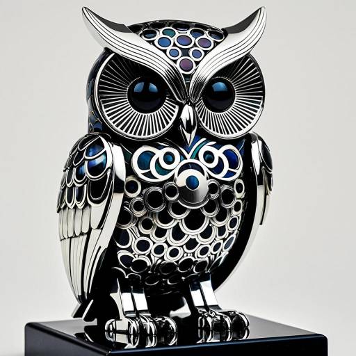 Art Deco Cybernetic Owl Figurine