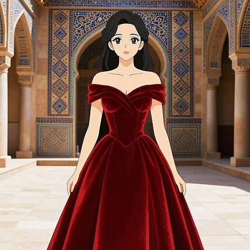 Elegant Woman in Persian Palace Manga