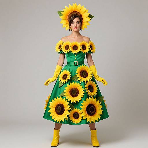 Vibrant Sunflower-Inspired Fashion Ensemble