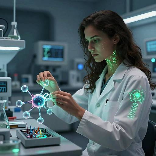 Futuristic Nanobiologist in High-Tech Lab