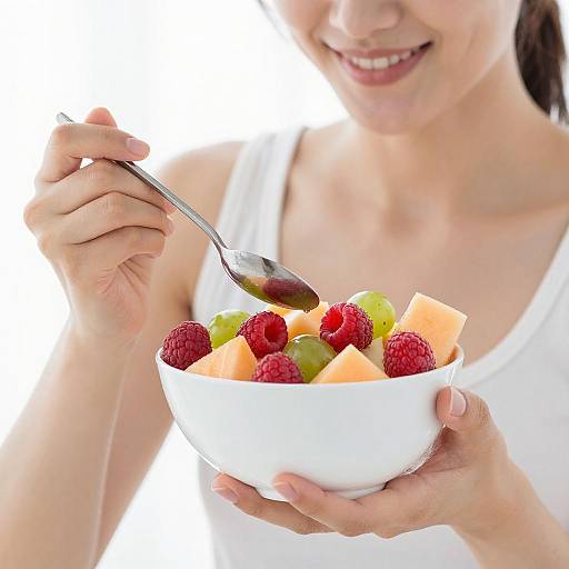 Bright Portrait of Woman with Fruit Bowl