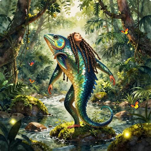 Vibrant Jungle Triton in Rainforest