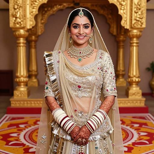 Radiant Bride in Rajputi Choli