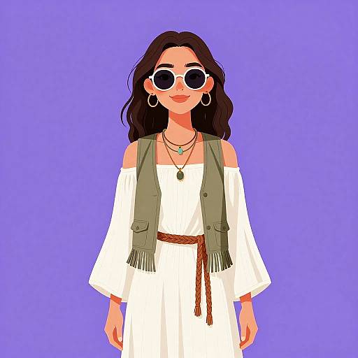 Bohemian Woman in Stylish Outfit