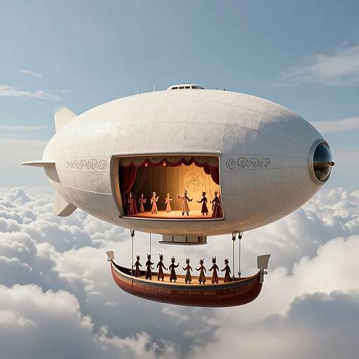 Floating Dirigible Opera House with Shadow Puppetry