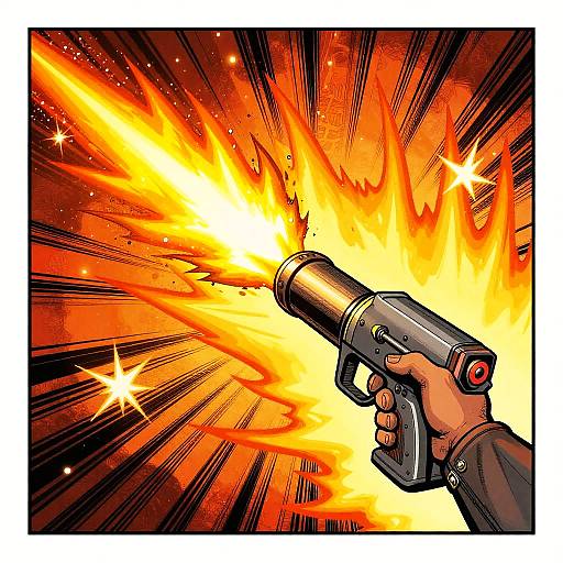 Dynamic Comic Flamethrower Illustration