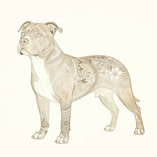 Floral Tribal Pitbull Silhouette Art