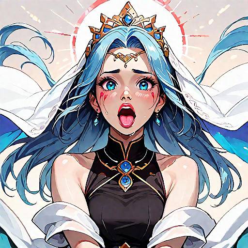 Crying Anime Girl with Tiara and Veil