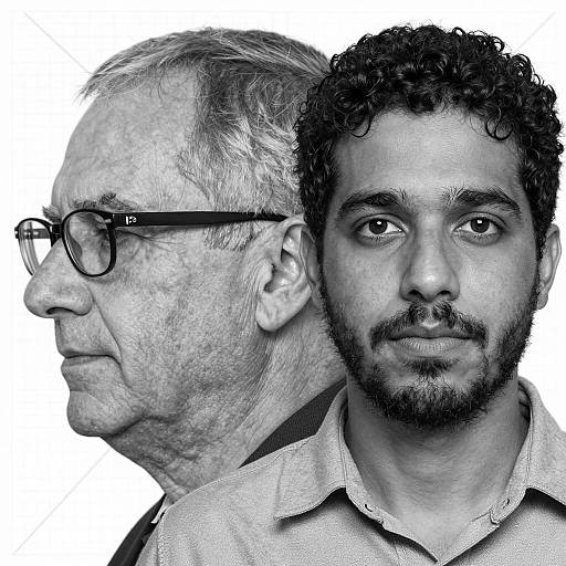 Blue Composite Portrait of Two Men