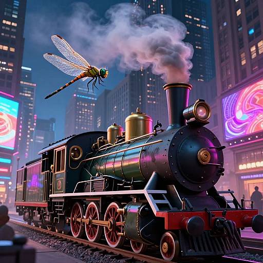 Dragonfly's Neon Steam Engine View