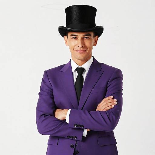 Confident Man in Vintage Purple Suit