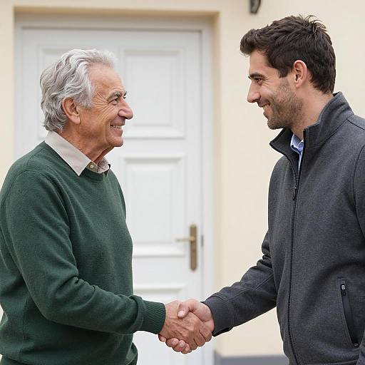Friendly Handshake Between Two Men Outdoors