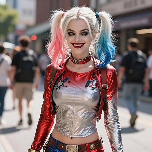 Photorealistic Harley Quinn Cosplay in Urban Setting