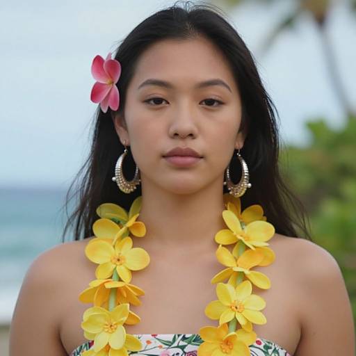 Realistic Modern Hawaiian Outfit Girl