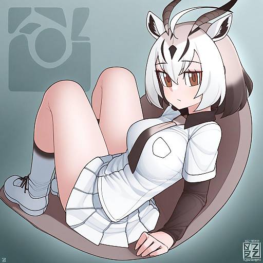 Illustration of Arabian oryx (kemono friends), kemono friends in the style of Ekz (robotekz)