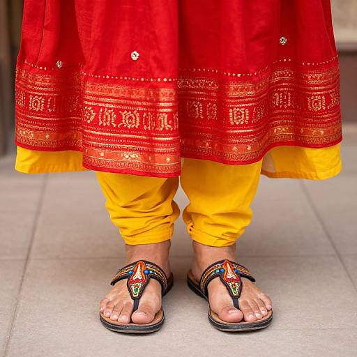 Traditional Indian Outfit with Colorful Sandals
