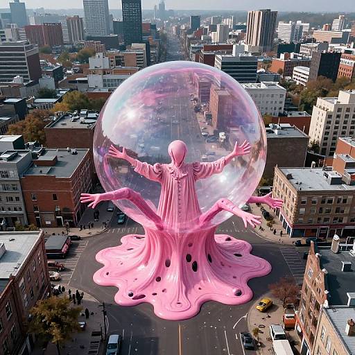 Victorian Fashion Drone Over Urban Bubble