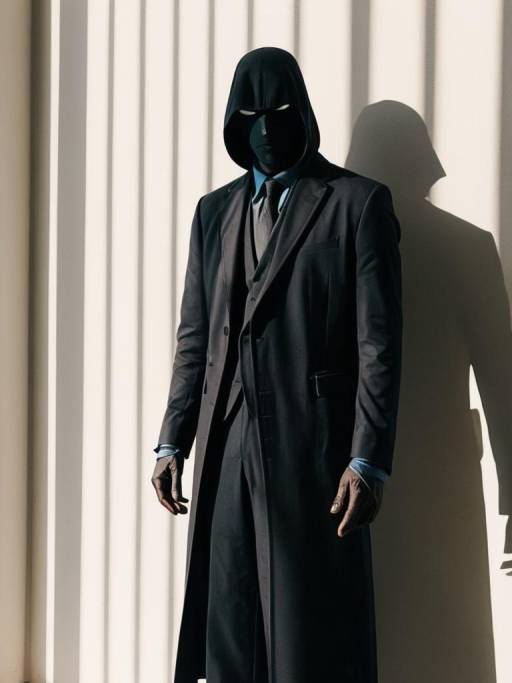 Man in Shadow Man Costume with Hood and Suit
