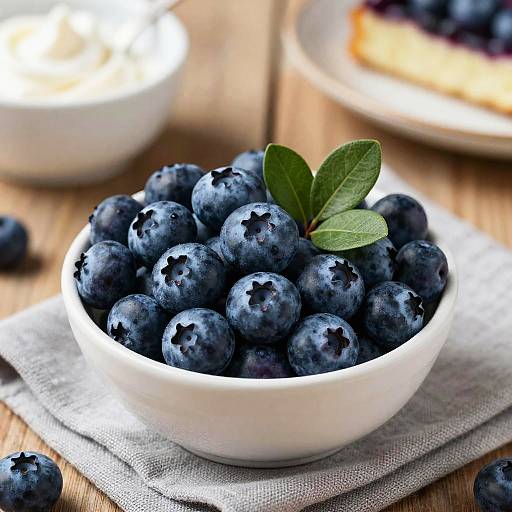 Rustic Blueberries in White Bowl