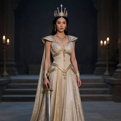 Ancient Goddess with Crown and Sword