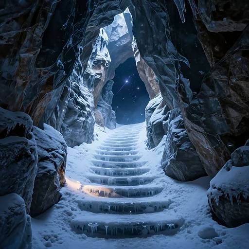 Ethereal Icy Steps in Cavern