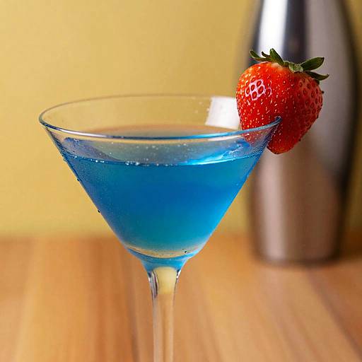 Blue Martini with Strawberry Garnish