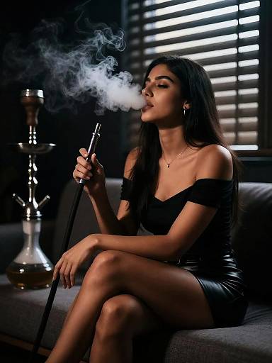 Cinematic Night Shisha Woman Portrait