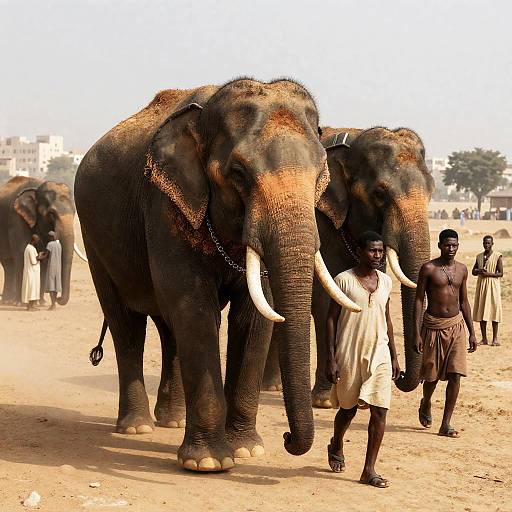 Desert Elephants and Men in Focus