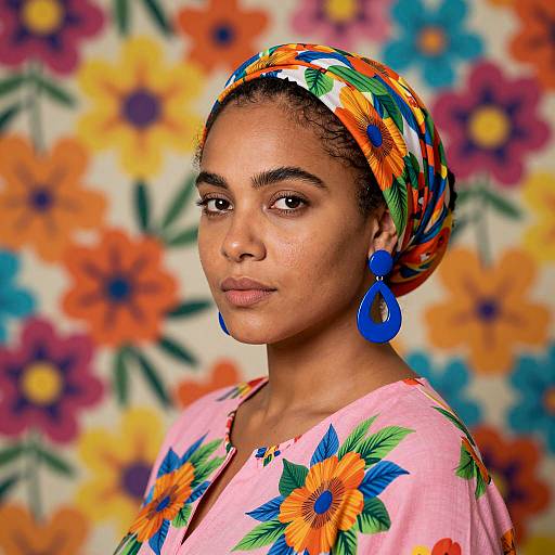 Vibrant Portrait of a Floral Fashionista