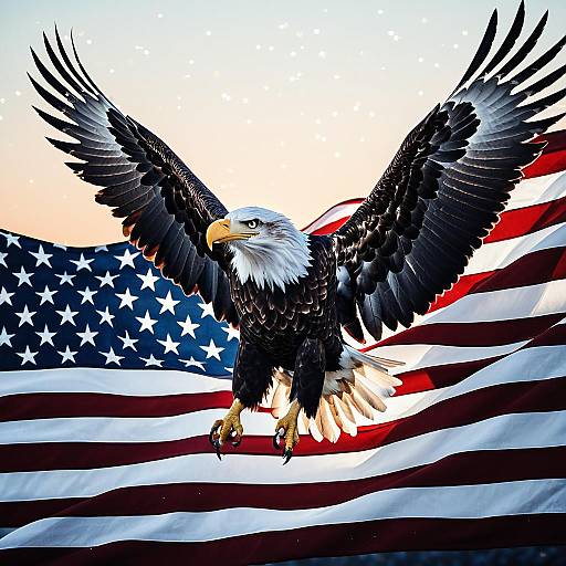 Majestic Eagle Emerging from American Flag