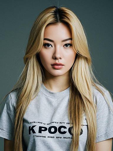 Blonde Woman Wearing K-Pop T-Shirt