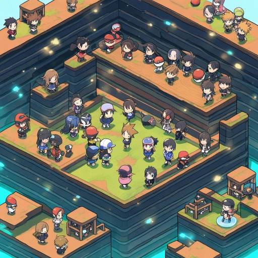 Isometric Blue Oak Pokemon Design with Characters