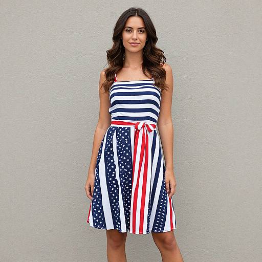 Patriotic Woman in Summer Dress