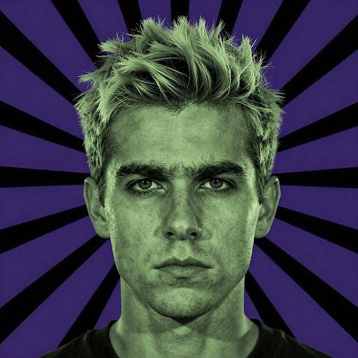 Intense Portrait with Green Tint and Radial Background