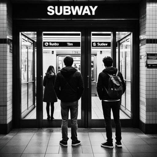 Passengers Waiting at Subway Entrance